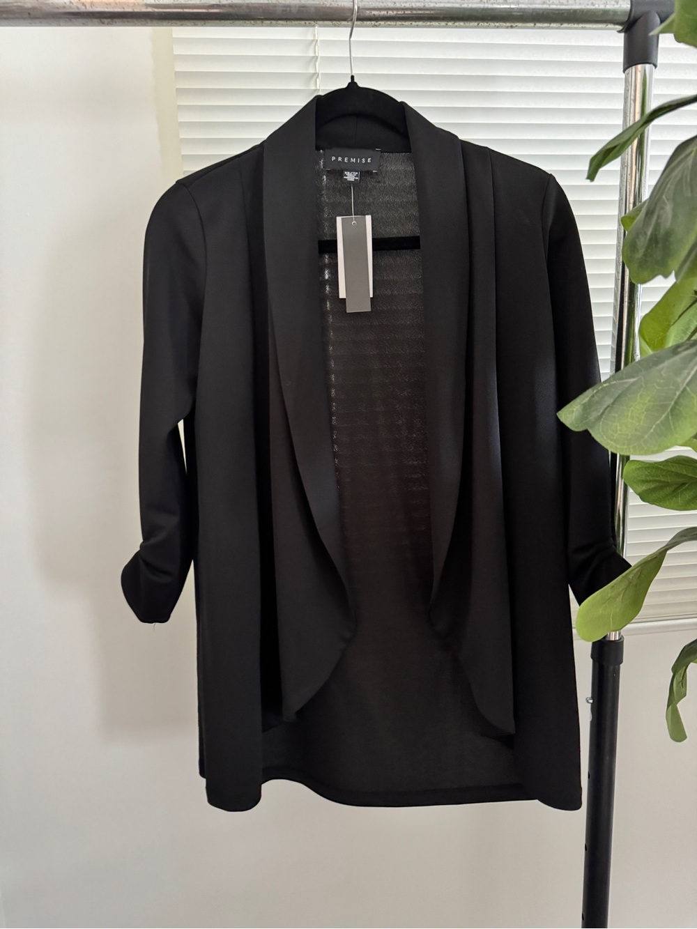 Premise Black Open-Front Draped Blazer